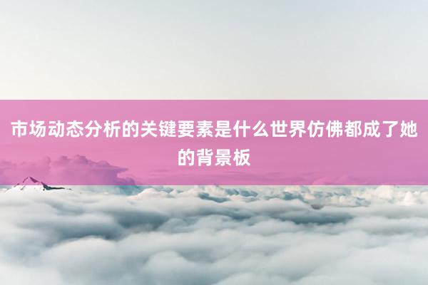 市场动态分析的关键要素是什么世界仿佛都成了她的背景板