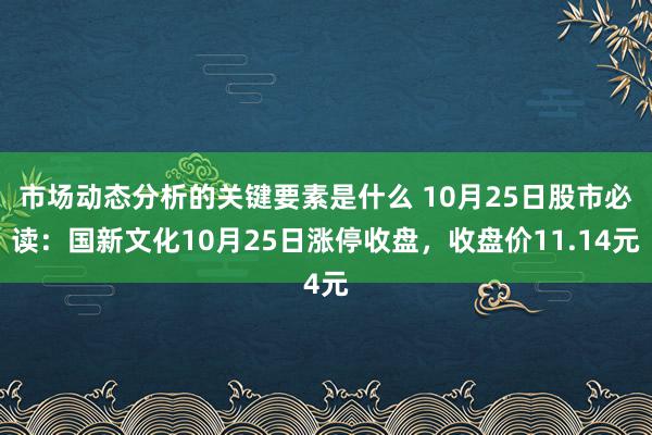 市场动态分析的关键要素是什么 10月25日股市必读：国新文化10月25日涨停收盘，收盘价11.14元