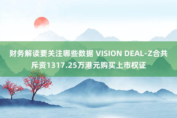 财务解读要关注哪些数据 VISION DEAL-Z合共斥资1317.25万港元购买上市权证