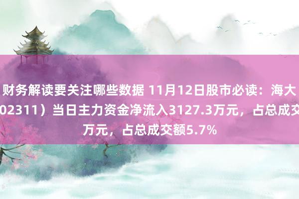 财务解读要关注哪些数据 11月12日股市必读：海大集团（002311）当日主力资金净流入3127.3万元，占总成交额5.7%