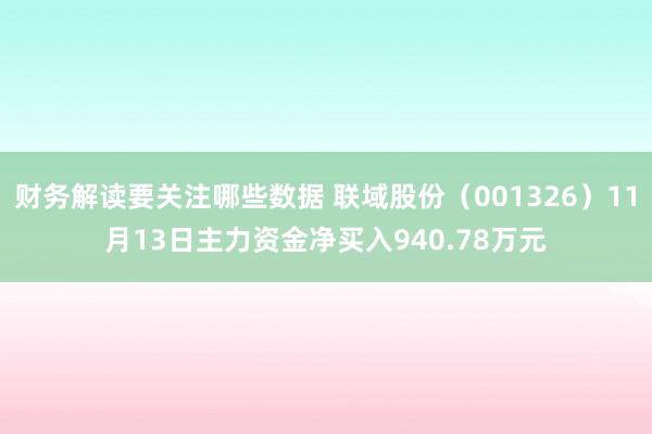 财务解读要关注哪些数据 联域股份（001326）11月13日主力资金净买入940.78万元