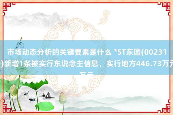 市场动态分析的关键要素是什么 *ST东园(002310)新增1条被实行东说念主信息，实行地方446.73万元