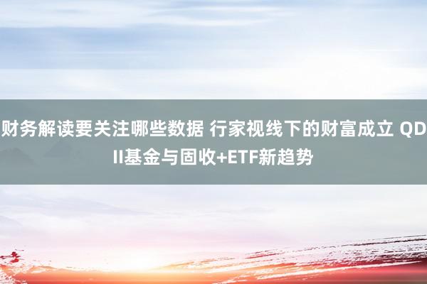 财务解读要关注哪些数据 行家视线下的财富成立 QDII基金与固收+ETF新趋势