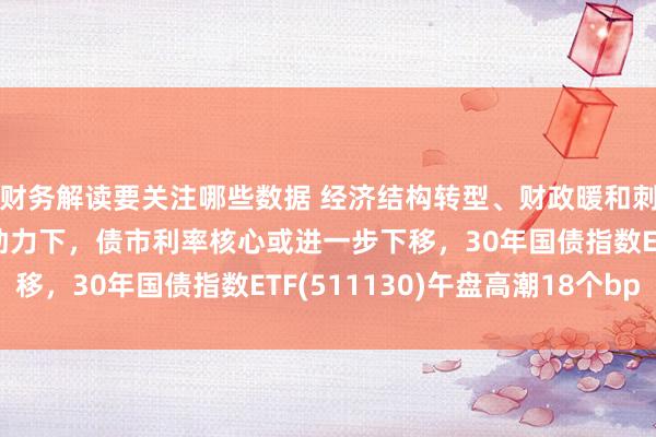 财务解读要关注哪些数据 经济结构转型、财政暖和刺激以及货币策略宽松助力下，债市利率核心或进一步下移，30年国债指数ETF(511130)午盘高潮18个bp