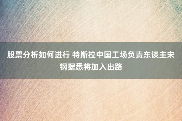 股票分析如何进行 特斯拉中国工场负责东谈主宋钢据悉将加入出路