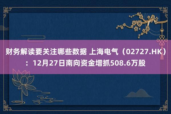 财务解读要关注哪些数据 上海电气（02727.HK）：12月27日南向资金增抓508.6万股