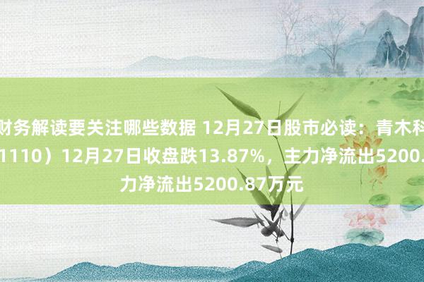 财务解读要关注哪些数据 12月27日股市必读：青木科技（301110）12月27日收盘跌13.87%，主力净流出5200.87万元