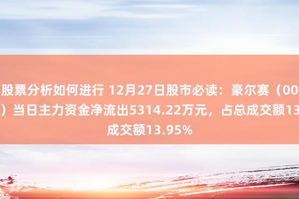 股票分析如何进行 12月27日股市必读：豪尔赛（002963）当日主力资金净流出5314.22万元，占总成交额13.95%