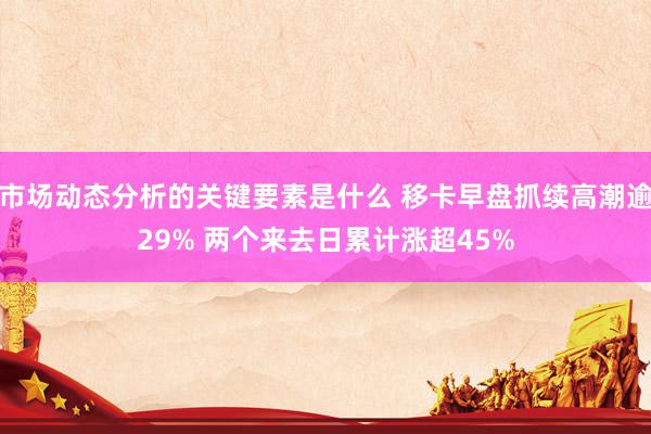 市场动态分析的关键要素是什么 移卡早盘抓续高潮逾29% 两个来去日累计涨超45%