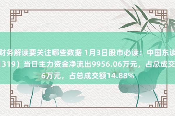 财务解读要关注哪些数据 1月3日股市必读：中国东谈主保（601319）当日主力资金净流出9956.06万元，占总成交额14.88%