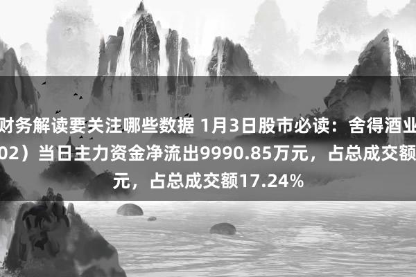 财务解读要关注哪些数据 1月3日股市必读：舍得酒业（600702）当日主力资金净流出9990.85万元，占总成交额17.24%