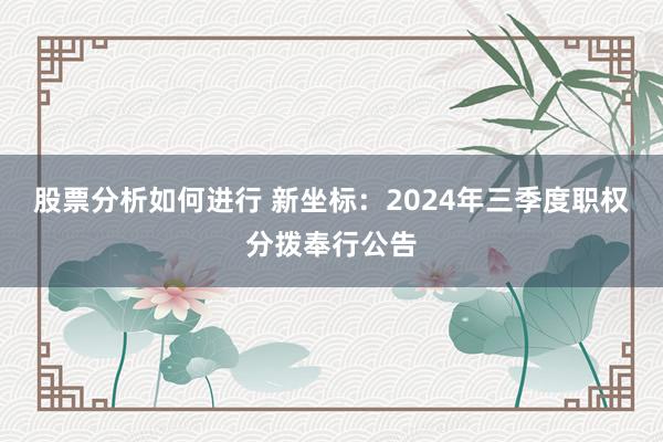 股票分析如何进行 新坐标：2024年三季度职权分拨奉行公告