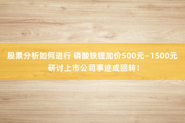 股票分析如何进行 磷酸铁锂加价500元—1500元 研讨上市公司事迹或回转！