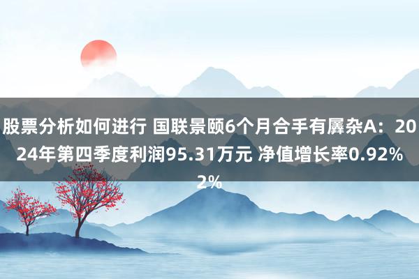 股票分析如何进行 国联景颐6个月合手有羼杂A：2024年第四季度利润95.31万元 净值增长率0.92%