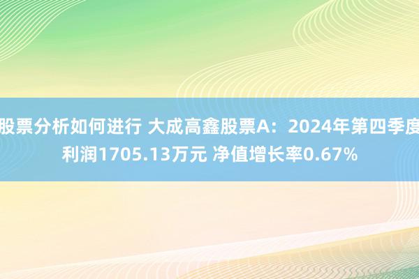 股票分析如何进行 大成高鑫股票A：2024年第四季度利润1705.13万元 净值增长率0.67%