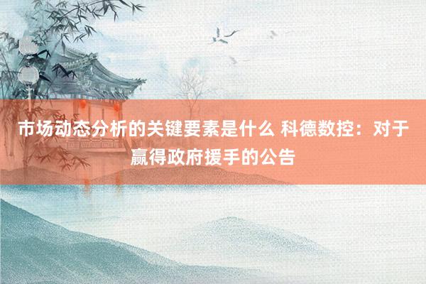 市场动态分析的关键要素是什么 科德数控：对于赢得政府援手的公告