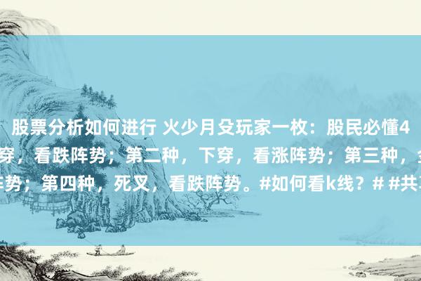 股票分析如何进行 火少月殳玩家一枚：股民必懂4大均线口诀！第一种，上穿，看跌阵势；第二种，下穿，看涨阵势；第三种，金叉，看涨阵势；第四种，死叉，看跌阵势。#如何看k线？# #共享炒股乐无尽# #股市念念路共享# #...