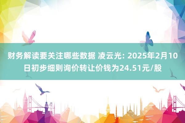 财务解读要关注哪些数据 凌云光: 2025年2月10日初步细则询价转让价钱为24.51元/股