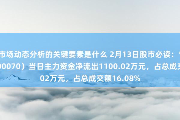 市场动态分析的关键要素是什么 2月13日股市必读：*ST富润（600070）当日主力资金净流出1100.02万元，占总成交额16.08%