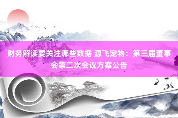 财务解读要关注哪些数据 源飞宠物：第三届董事会第二次会议方案公告