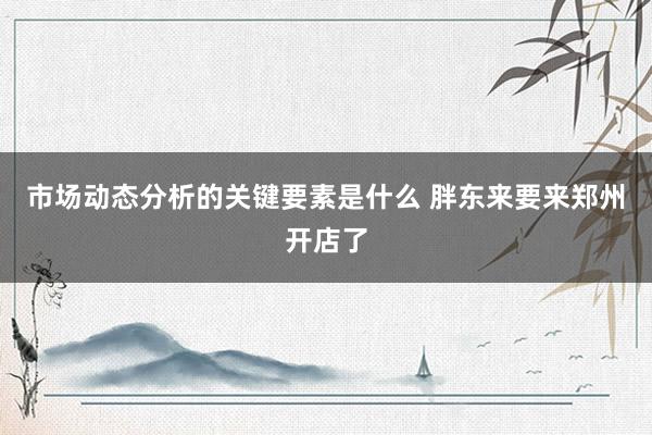 市场动态分析的关键要素是什么 胖东来要来郑州开店了