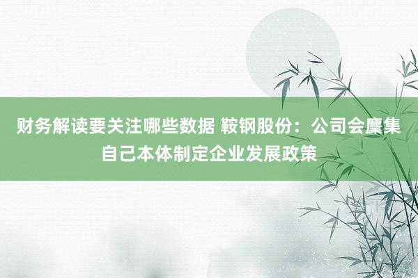 财务解读要关注哪些数据 鞍钢股份：公司会麇集自己本体制定企业发展政策