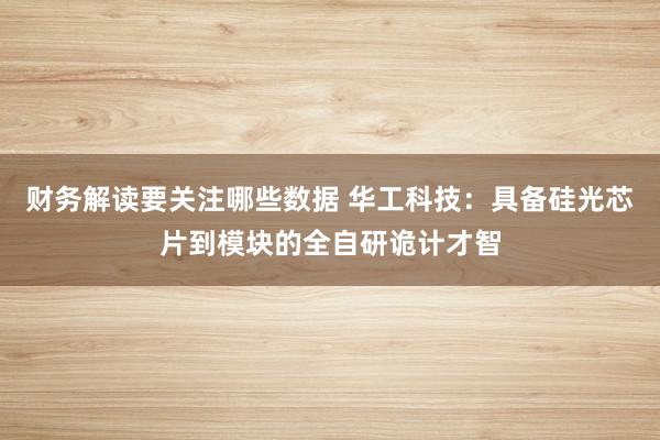 财务解读要关注哪些数据 华工科技：具备硅光芯片到模块的全自研诡计才智