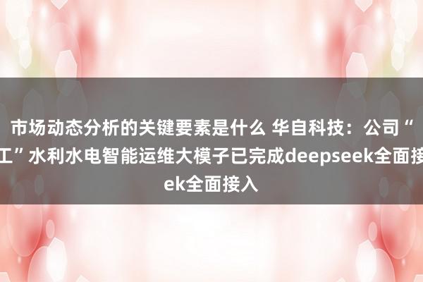 市场动态分析的关键要素是什么 华自科技：公司“共工”水利水电智能运维大模子已完成deepseek全面接入