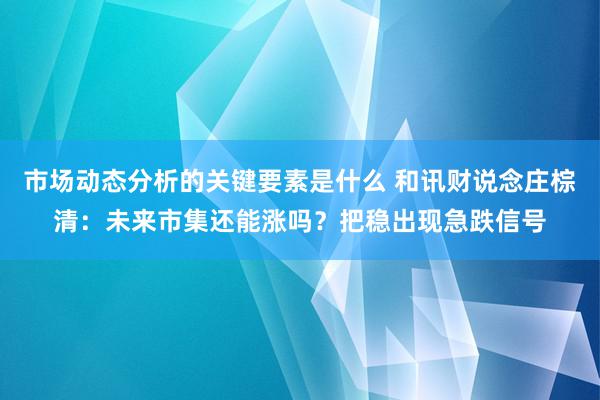 市场动态分析的关键要素是什么 和讯财说念庄棕清：未来市集还能涨吗？把稳出现急跌信号