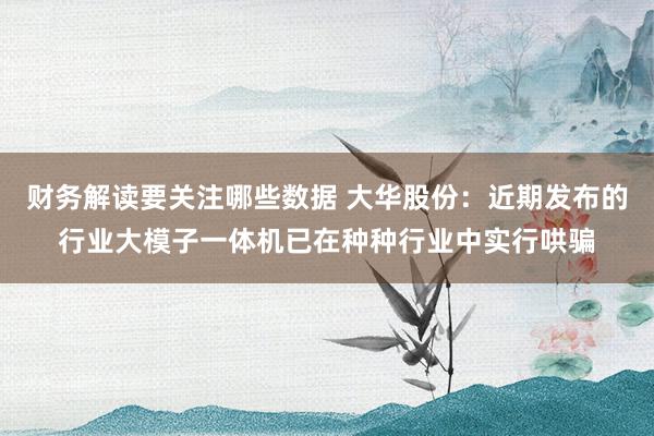 财务解读要关注哪些数据 大华股份：近期发布的行业大模子一体机已在种种行业中实行哄骗