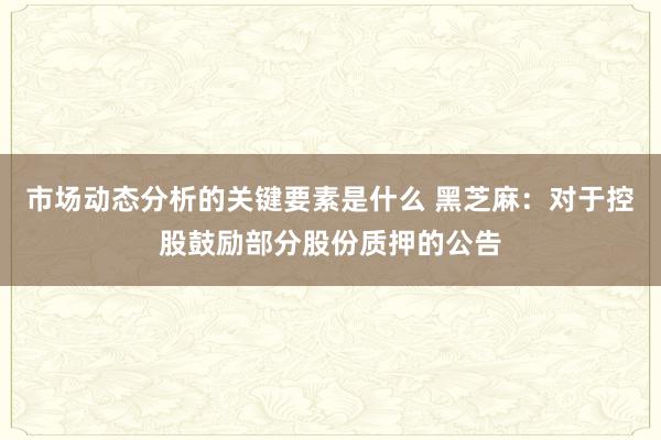 市场动态分析的关键要素是什么 黑芝麻：对于控股鼓励部分股份质押的公告